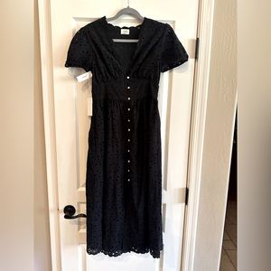 Wilfred size 4 black 3/4 length eyelet dress